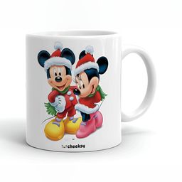 Mr UVD White & Red Mickey & Minnie Printed Ceramic Cup 350ml-image-8