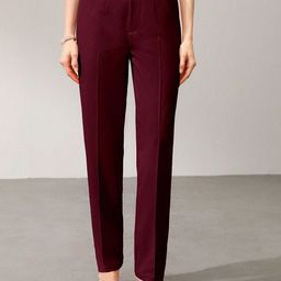 HIGH BUY Women Pencil Skinny Fit High-Rise Pleated Trousers-image-48