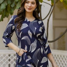 DRESSAR Floral Woven Design V-Neck Kurti-image-65