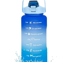 HOUSE OF QUIRK Blue & White Plastic Double Wall Vacuum Water Bottle-picture-25