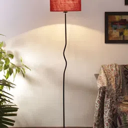 Devansh Maroon & Black Jute Shade Floor Lamp-40