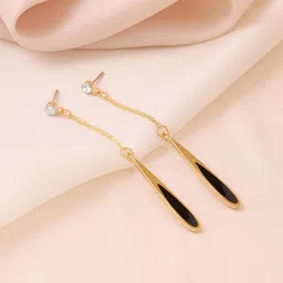 Yellow Chimes Gold Plated Stones Studded Long Chain Drop Earrings-40