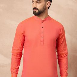 House of Pataudi Men Mandarin Collar Pure Cotton Shorts Kurtas-picture-40
