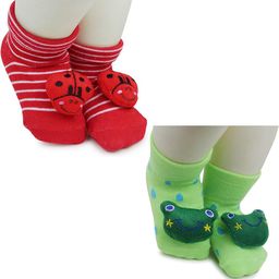 NESKA MODA 6 To 12 Months Baby Set Of 2 Pair Cotton Anti Slip Face Ankle Socks/ Booties-image-37