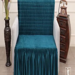 Fashion Throw Teal Self Design Velvet 2 Seater Sofa Cover-image-30