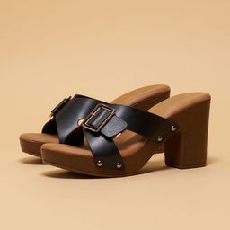 ERIDANI Women Block Heels Sandals with Buckles-image-1