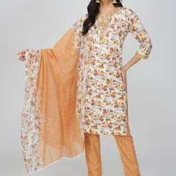 Charitra Women Floral Printed Regular Kurta with Trousers & With Dupatta-image-43