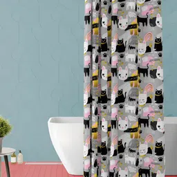 ArtzFolio Grey & Black Printed Waterproof Shower Curtain-image-33