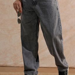 WROGN Men Comfort Wide Leg Mid-Rise Clean Look Heavy Fade Non Stretchable Jeans-image-79