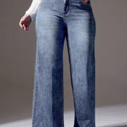 Miss Chase A+ Women Wide Leg High-Rise Heavy Fade Stretchable Jeans-picture-20