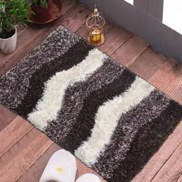 FABINALIV Brown & White Striped Anti Slip Doormats-27