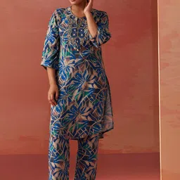 Lakshita Floral Printed Embroidered Tunic With Trouser-48