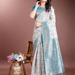 Astita Ethnic Motifs Woven Design Zari Saree with Blouse Piece-35