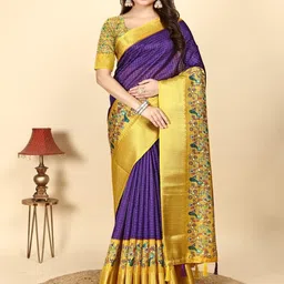 SSHAGUN LIFESTYLE Floral Printed Zari Silk Cotton Saree-picture-5
