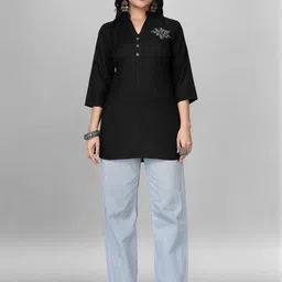MANTRA DESIGNER Women Black Viscose Rayon Kurtas-picture-24