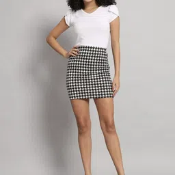 Dimpy Garments Women Houndstooth Printed Mini Pencil Skirt-picture-44