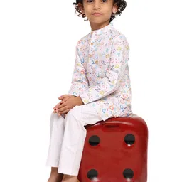Funny Bones Clothings Boys Printed Regular Linen Kurta with Pyjamas-picture-4