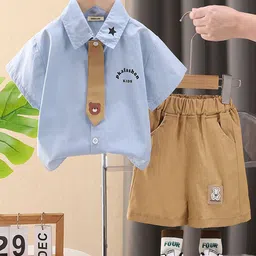 INCLUD Boys Shirt With Tie & Khaki Shorts-image-97