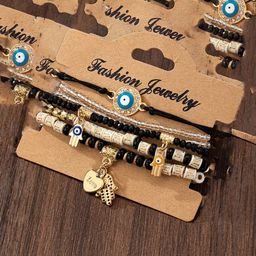 DIVASTRI Set Of 6 Gold-Plated Artificial Stones Studded Elasticated Bracelets-picture-13