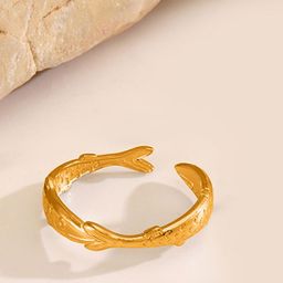 LULU & SKY Gold Plated Adjustable Stainless Steel Finger Ring-image-3