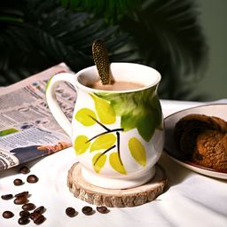 Storepedia White & Yellow Handcrafted Printed Ceramic Glossy Mugs Set of Cups and Mugs-6