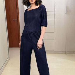DressBerry Textured Square Neck Top With Palazzos Co-Ords-image-80