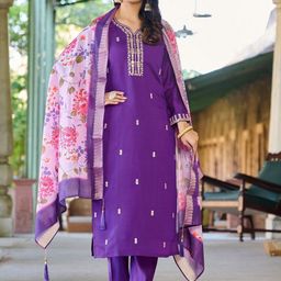TWINS LADY Women Ethnic Motifs Embroidered Regular Thread Work Kurta with Trousers & With Dupatta-6