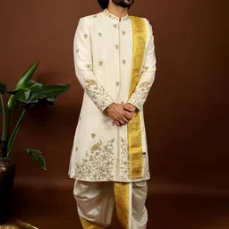 HILO DESIGN Embroidery Sherwani Set-image-47