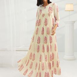 Libas Women Floral Printed Keyhole Neck Empire Maxi Dress-picture-14