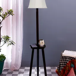 Devansh Brown & White Wooden Floor Lamp-image-93