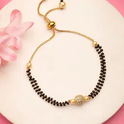 Anouk Gold Plated Artificial Stones Studded & Beaded Mangalsutra-picture-23