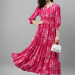 Jash Creation designer Printed V-Neck Tiered Long Dress Flared Maxi Dress for Women-picture-20
