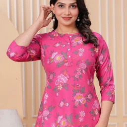 SIDDHANAM Floral Print Mandarin Collar Cotton Top-image-67