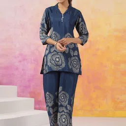 JISORA Printed Cotton Shirt Collar Top With Trousers Co-Ords-picture-51