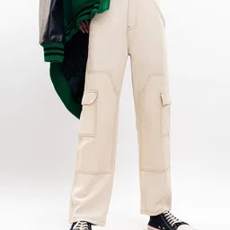 FREAKINS Women Straight Fit High-Rise Cargos Trousers-picture-20