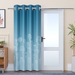 Myntra Elegant Homes Blue & White Floral Printed Door Curtain-22