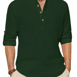 Edin Men Green Cotton Kurtas-picture-29