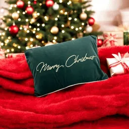 LUSHLYF Green & White Embroidered Velvet Rectangle Cushion Covers-image-99