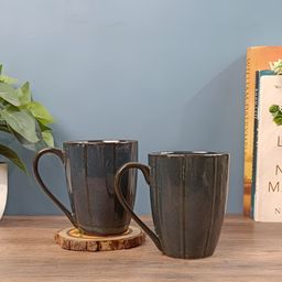 Myntra Elegant Homes Set of 2 Black Striped Porcelain Coffee Mugs - 225 ml-image-74