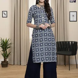 HERE&NOW Selection Of 2 Ethnic Motifs Printed Round Neck Straight Kurtas-image-38