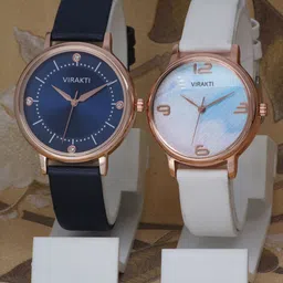VIRAKTI Women Pack of 2 Brass Dial & Leather Straps Analogue Watch WATH83ZBNXMTXDYF-image-10