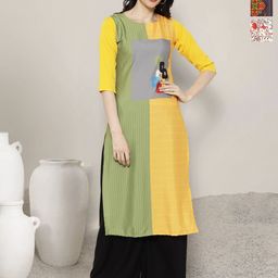 Anouk Rustic Pack Of 3 Colourblocked Printed Round Neck Straight Kurtas-image-4