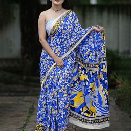 HERE&NOW Pure Cotton Bhagalpuri Saree-image-74