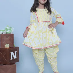 BAESD Girls Floral Printed Cotton Kurta with Dhoti Pant-image-49