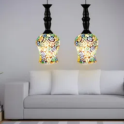GAUVIK White & Black Printed Glass Ceiling Lamp-33