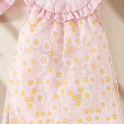 LULU & SKY Girls Floral Print Ruffles A-Line Dress with Hat-image-64