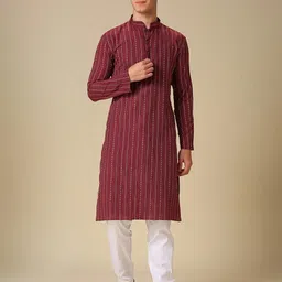 RAJUBHAI HARGOVINDAS Ethnic Motifs Printed Mandarin Collar Pure Cotton Straight Kurtas-picture-50