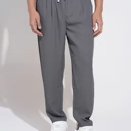 SHOWOFFFF Men Loose Fit Pleated Cotton Trousers-picture-23