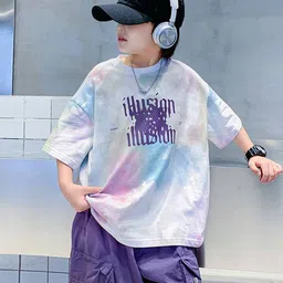 INCLUD Boys Abstract Printed Round Neck Drop Shoulder Sleeves Oversized Cotton T-shirt-picture-10