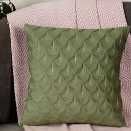 MONKDECOR Green & Gold-Toned Floral Velvet Square Cushion Covers-50